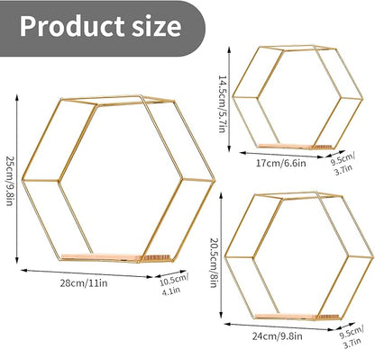 Wall Mounted Hexagonal Floating Shelves Set of 3 in Different Sizes, Modern - Image 2