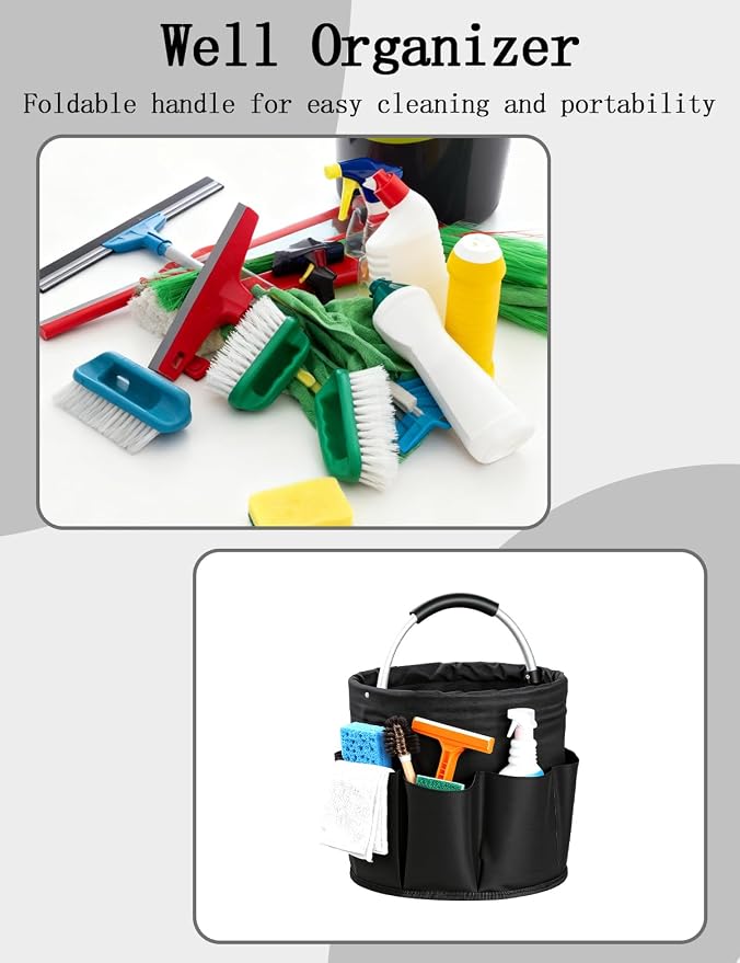 Cleaning Caddy with Handle, Cleaning Products Organiser, Foldable Storage Basket - Image 7