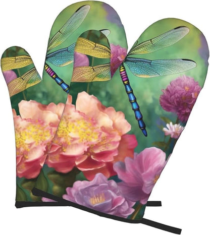 Oven Mitts Set of 2 Dragonfly Garden Spring Oven Glove Heat Resistant 500â„‰ by Unknown