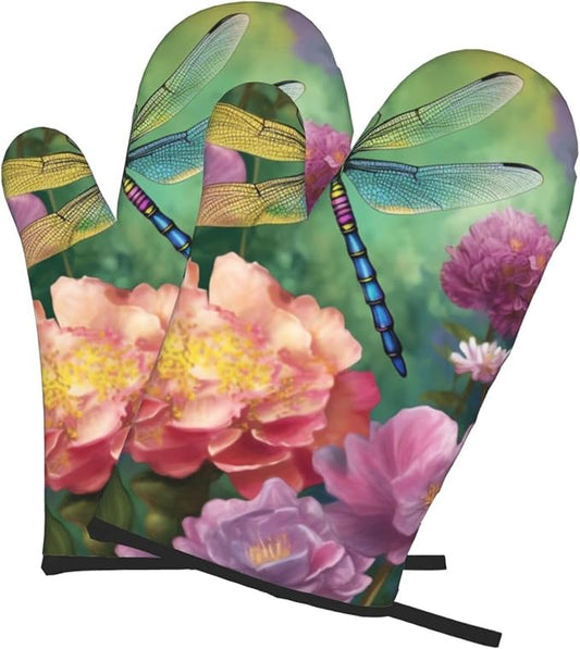 Oven Mitts Set of 2 Dragonfly Garden Spring Oven Glove Heat Resistant 500â„‰ by Unknown