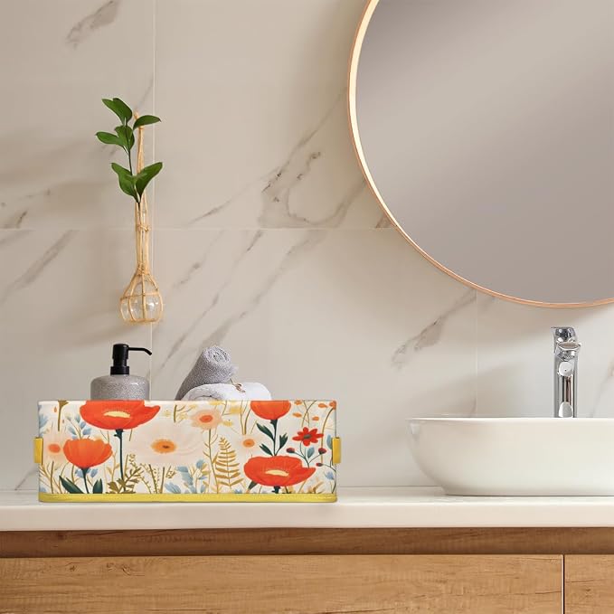 Spring Flowering Plants Bathroom Storage Basket, Foldable - Image 6