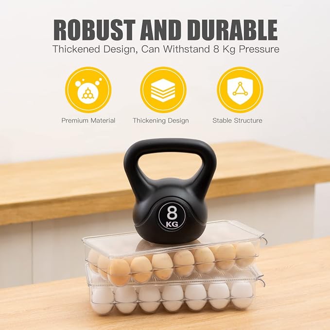 cutesun Egg Holder for Fridge, egg container for refrigerator, 2 Pack Egg Tray - Image 5
