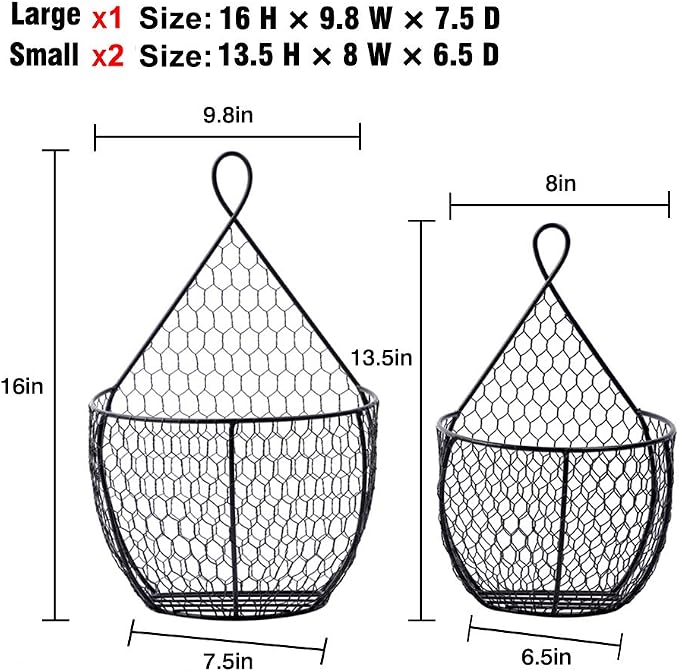ERYTLLY Metal Fruit And Vegetable Storage Hanging Basket Wall Mounted, Hanging - Image 3