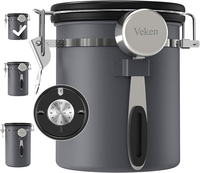 Veken Coffee Canister, Airtight Stainless Steel Kitchen Food Storage Container by Veken