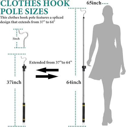 Clothes Hanger Reaching Hook Telescopic Adjustment clothes hook pole Light and - Image 2