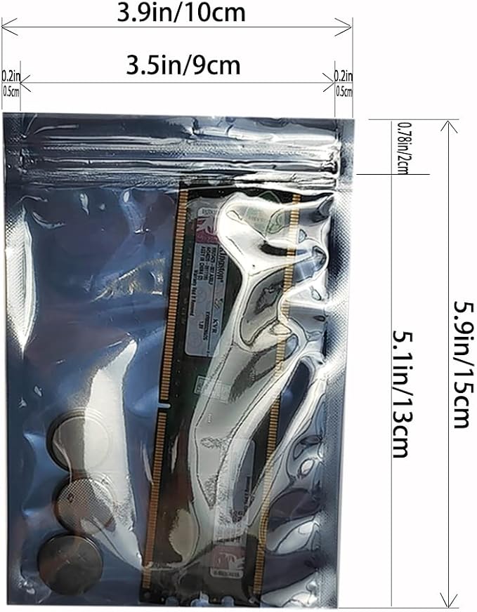 100pcs Antistatic Bags 3.93x5.9in/10x15cm, Resealable ESD Bag, Suitable - Image 2