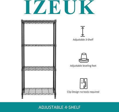 4 Tier Wire Shelf, 1000 LBS Black Wire Shelving Unit - Image 5