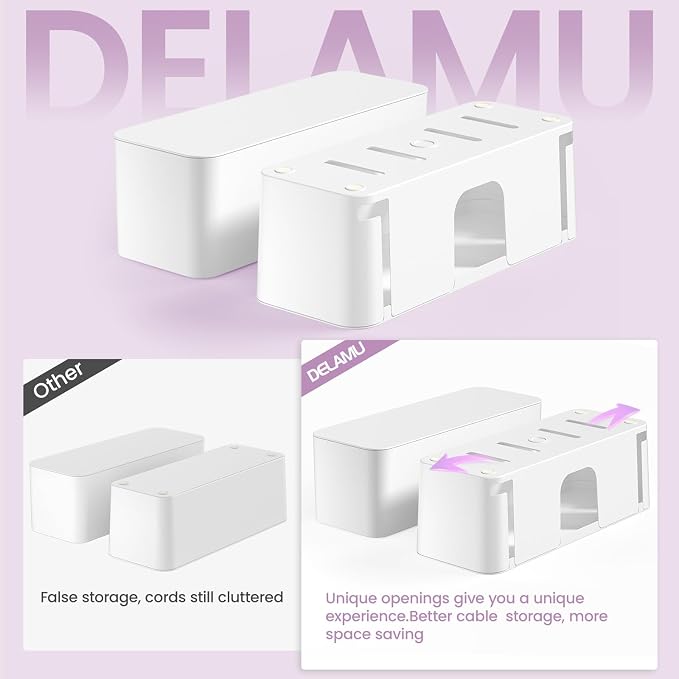 Delamu 2 Pack Cable Management Box, Stylish Cable Box - Image 6