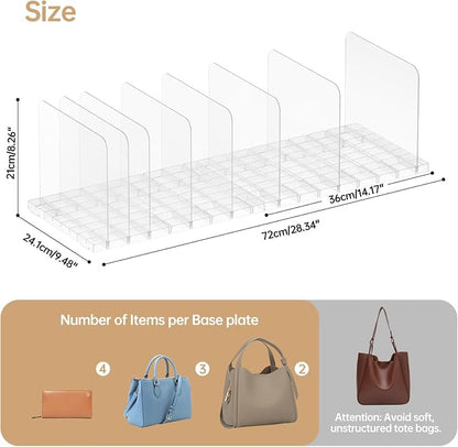 Purse Organizer for Closet, Stackable Handbag Storage Shelf, Adjustable Clear - Image 2
