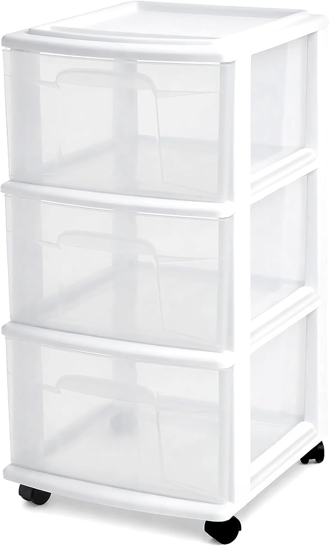 HOMZ Drawer Tower, 3-Tier Rolling Storage Cart - Image 9