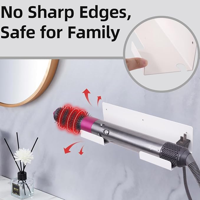 Dyson Straightener Holder, Hair Dryer Holder Wall Mount for, Adhesive Curling - Image 3