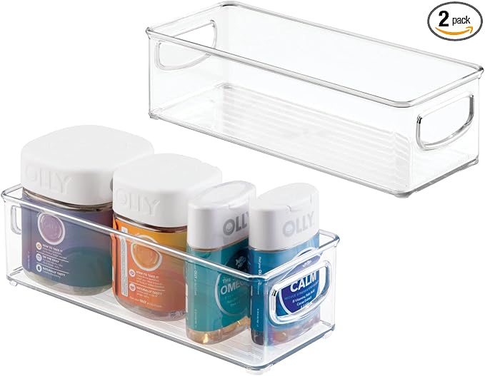 mDesign Plastic Bathroom Storage Container Bins w/ Handles by mDesign