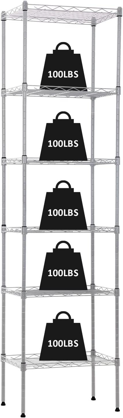 NChanmar 6-Tier Chrome Metal Shelving Unit Storage Shelves Heavy Duty Adjustable by NChanmar