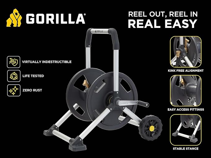 Gorilla 200’ Aluminum Zero-Rust Upright Hose Reel - Image 11
