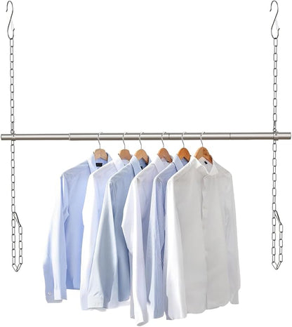Hanging Closet Rod, Adjustable Width and Height Closet Rods Extender, 17-52inch by FOTRIC