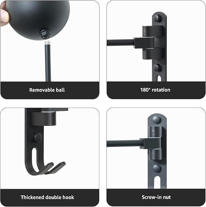Metal Motorcycle Helmet Holder, 180° Rotating Wall Mounted Helmet Rack - Image 4