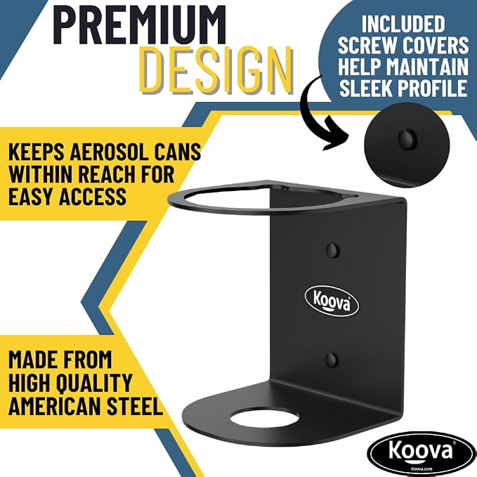 Koova Aerosol Spray Can Holder | Easy Install Wall Mount | Heavy-Duty Powder - Image 2