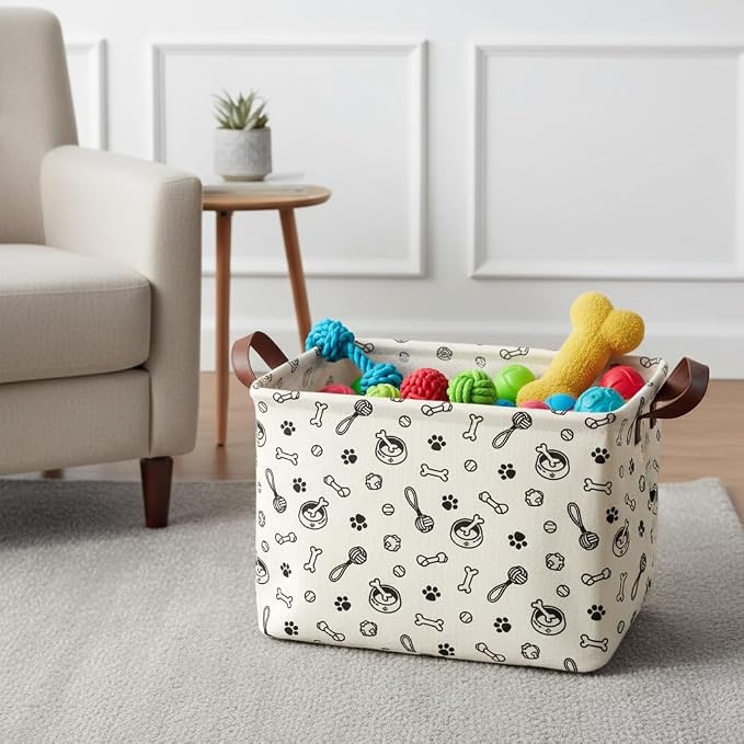 Dog Paw Storage Basket Waterproof Canvas Toy Storage Bin Storage Organizer - Image 5