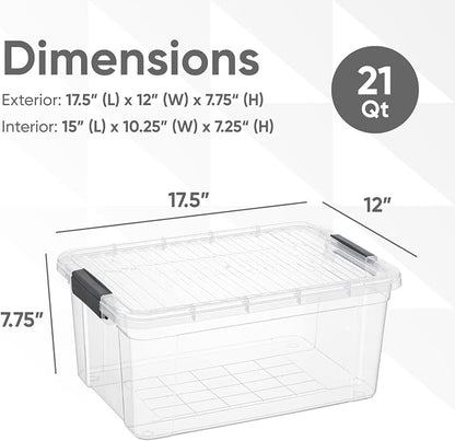 Superio Storage Bins with Lids- 2 Pack, 21 Qt Clear Boxes - Image 2