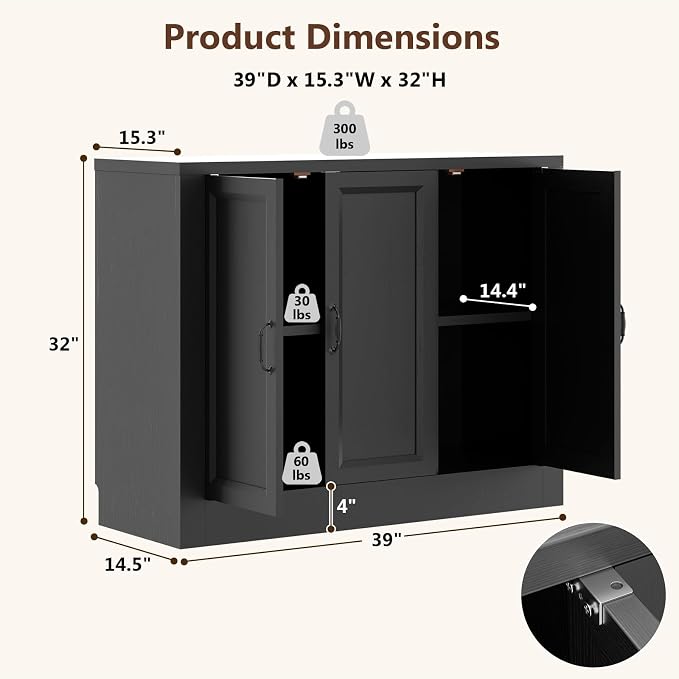 39" W Modern Buffet Cabinet - Image 2