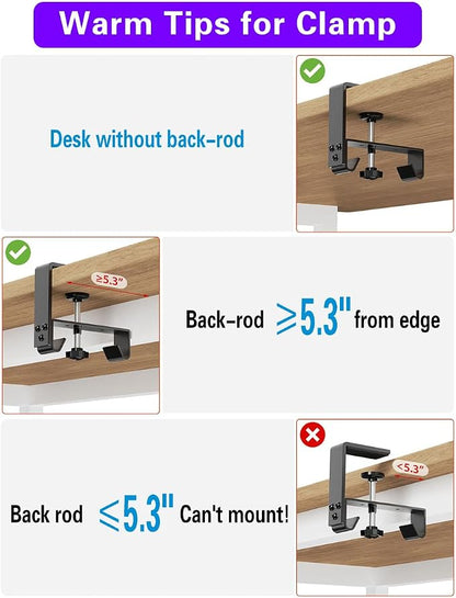 No Drill Under Desk Cable Management Tray, Clamp/Screw Mount Desk Cable - Image 6