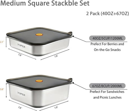 YUPER Stainless Steel Food Containers, Meal Prep Containers, Sandwich Containers - Image 2