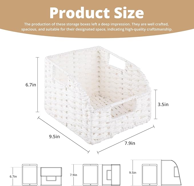 OIAHOMY Pantry Baskets for Organizing, Paper Rope Baskets - Image 3