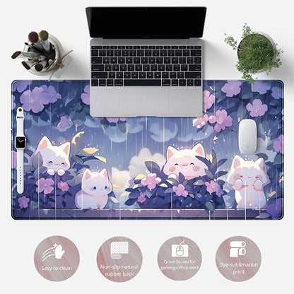 Kawaii Cat Desk Mat XXL Extended Purple Gaming Mouse Pad Large Mousepad - Image 6