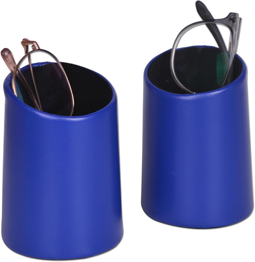 2 Pack Eyeglasses Holder PU Leather Glasses Stand Case Holder by Bleiou