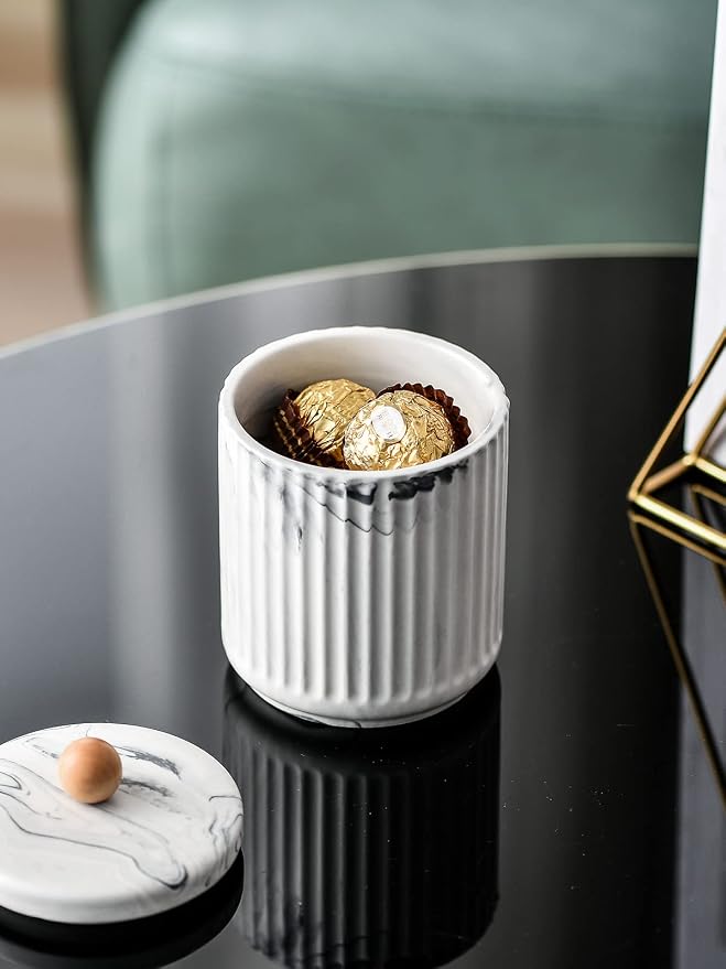 Bathroom Canister with Lid Qtip Holder Dispenser Jar Storage Organizer - Image 4