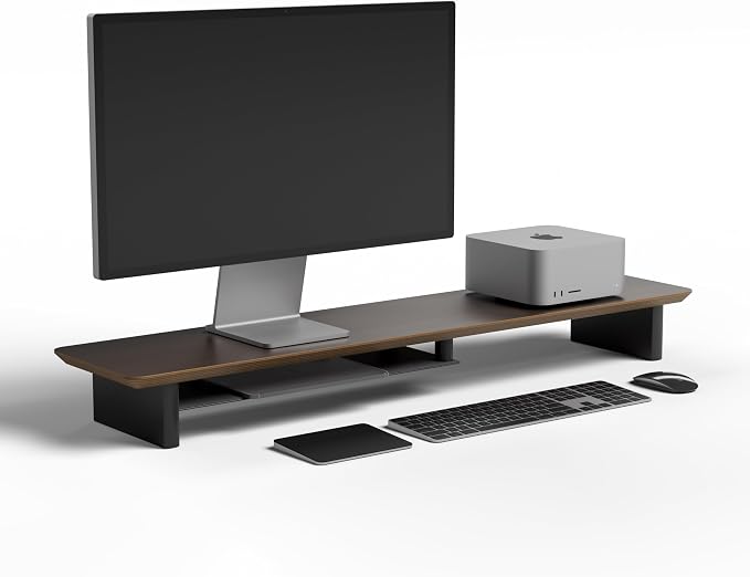 Walnut Dual‑Tier Monitor Stand for Modern Desk Setup – Minimalist Wooden Riser by amesoba
