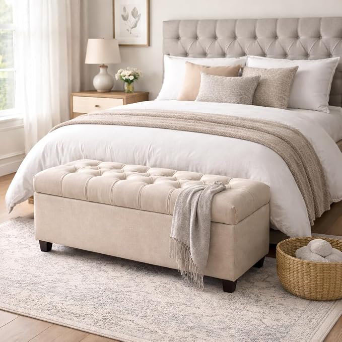 Homepop Home Decor | Tufted Ainsley Button Storage Ottoman Bench - Image 4