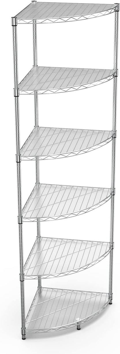 6 Tier Narrow Corner Wire Shelving Unit NSF Metal Shelf, 420lbs Capacity by Ufurpie