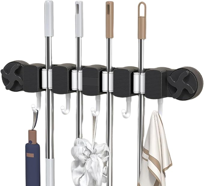 Broom Holder - Wall Mount Rack, Suction Utility Stand, Sturdy Easy Install - Image 9