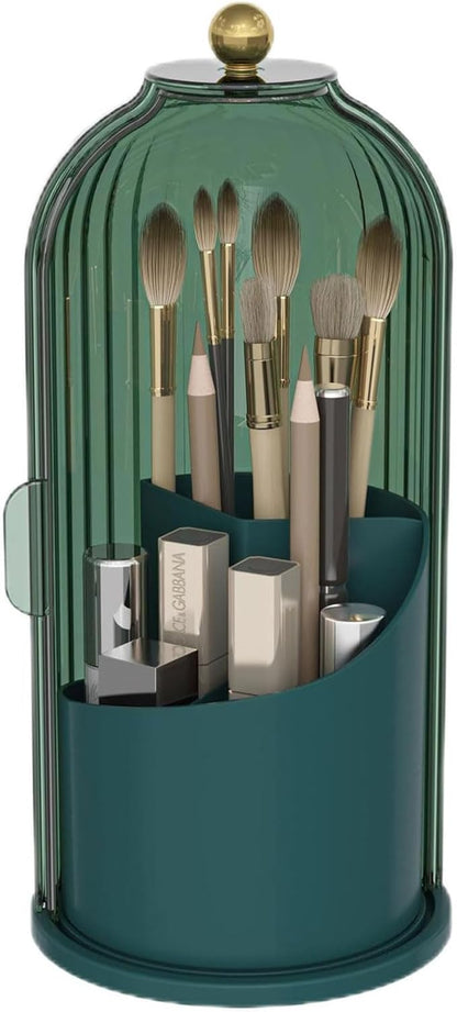 Makeup Brush Holder with Dustproof Cover 360 Rotating Makeup Brush Organizer by Emljkvp