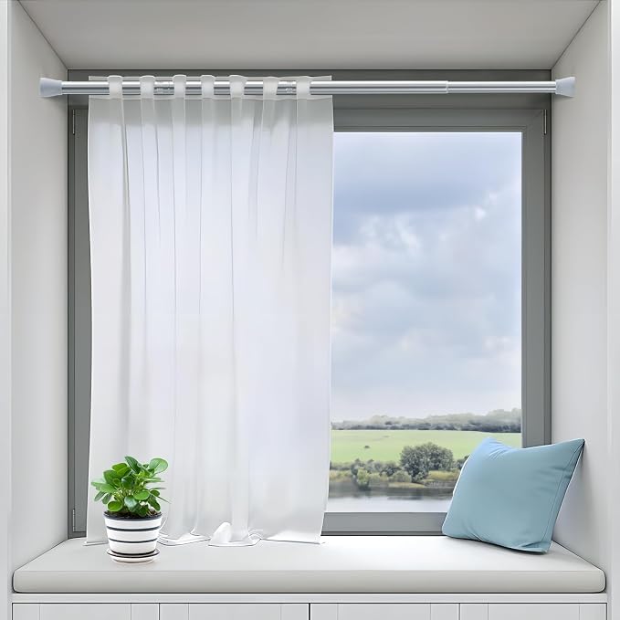 AIZESI 2PCS Tension Curtain Rod 28-48 Inch Adjustable No Drilling, No Slip - Image 6
