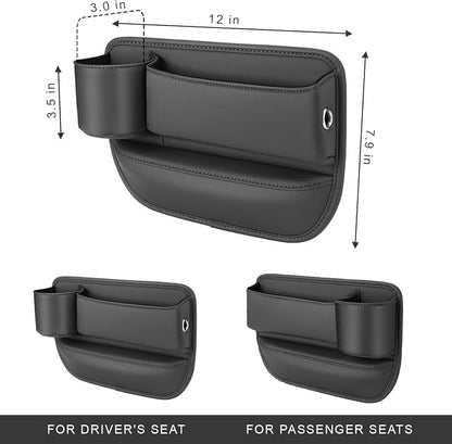 2-Pack Car Leather Cup Holder Gap Bag, Adjustable Car Seat Gap Storage Box - Image 3