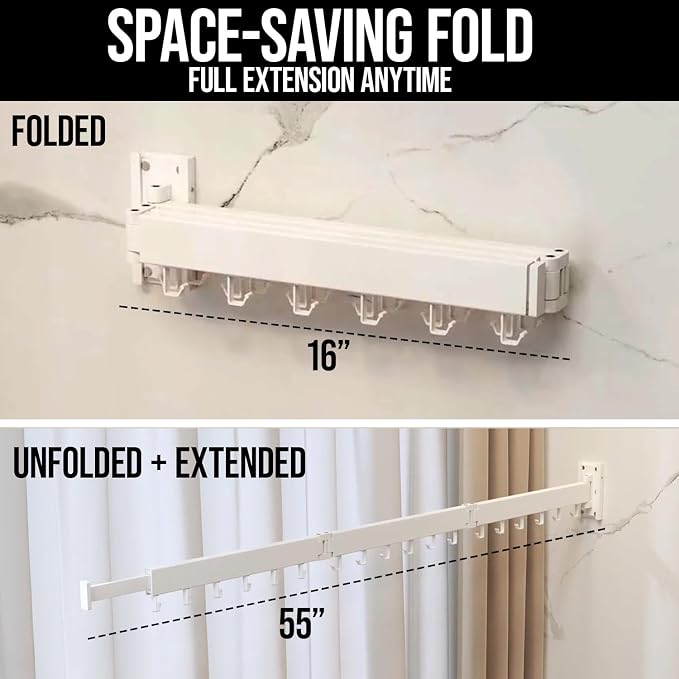 Foldable Wall Mounted Clothes Drying Rack - Image 4