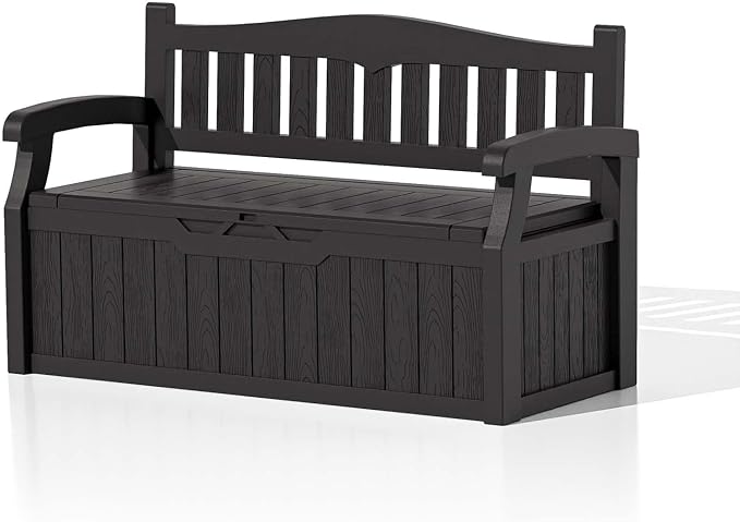 Patiowell 75 Gallon Plastic Storage Bench, Water-Resistant Deck Box - Image 8