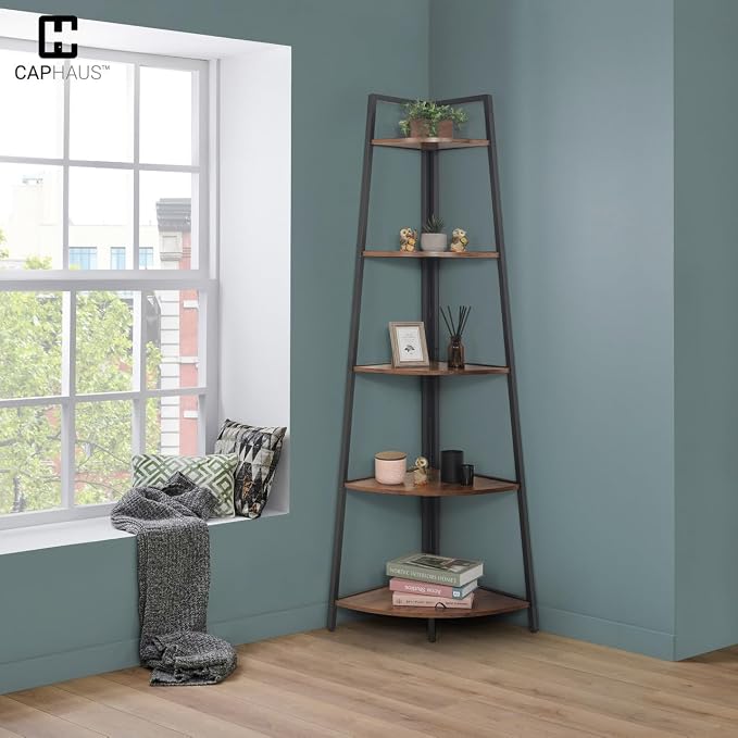 CAPHAUS 6-Tier Corner Shelf Stand, Tall Display Shelves, Ladder Corner Wood - Image 8
