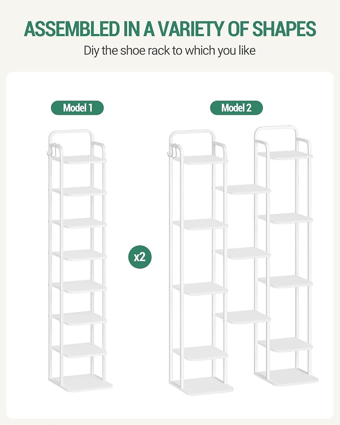 Hzuaneri 8 Tiers Vertical Shoe Rack, Narrow Shoe Tower, Tall Shoes Shelf - Image 5