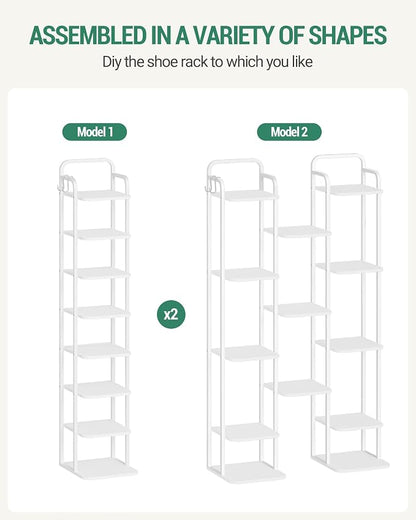 Hzuaneri 8 Tiers Vertical Shoe Rack, Narrow Shoe Tower, Tall Shoes Shelf - Image 5