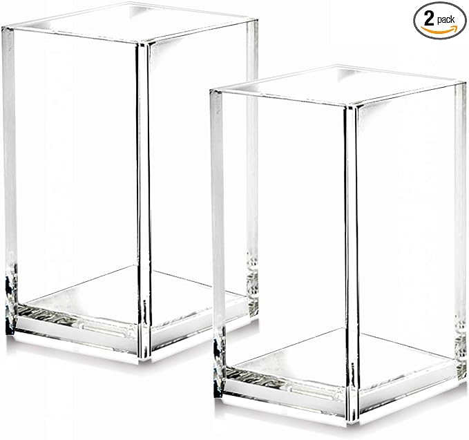 2 Pack Clear Acrylic Pencil Pen Holder Cup, Desk Accessories Holder, Makeup by Cerpourt