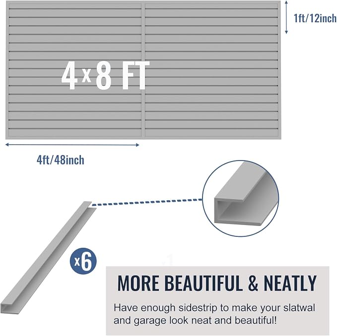 Slatwall Panel Garage Organizer PVC Slatwall Heavy Duty Wall Mounted Rack - Image 4