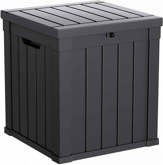 Vixzen 51 Gallon Deck Boxes Outdoor Waterproof, Lockable Resin Storage Box by Vixzen