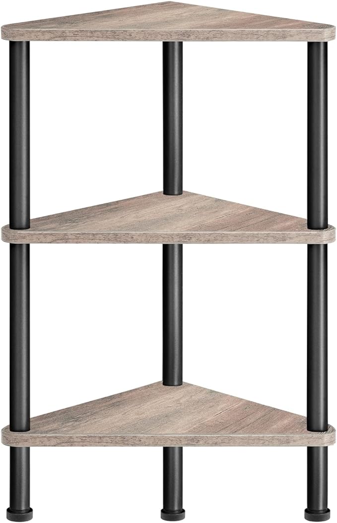 HOOBRO Corner Shelf Stand, Industrial 3-Tier Wall Corner Bookshelf by HOOBRO