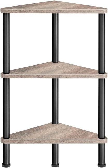 HOOBRO Corner Shelf Stand, Industrial 3-Tier Wall Corner Bookshelf by HOOBRO
