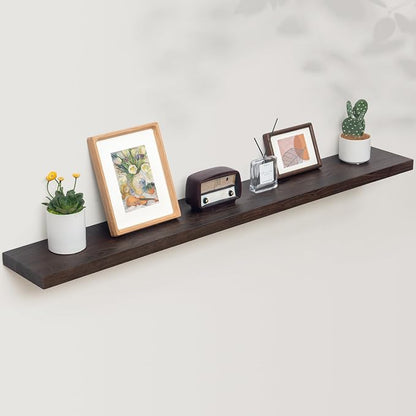 Axeman Floating Shelves for Wall, Rustic Elm Wood 56'' W x 8" D Wall Shelf - Image 7