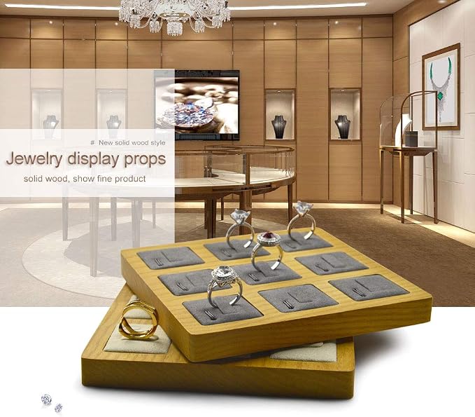 Jewelry Ring Display Tray Solid Wood Display Rings Stand Storage Jewelry - Image 5
