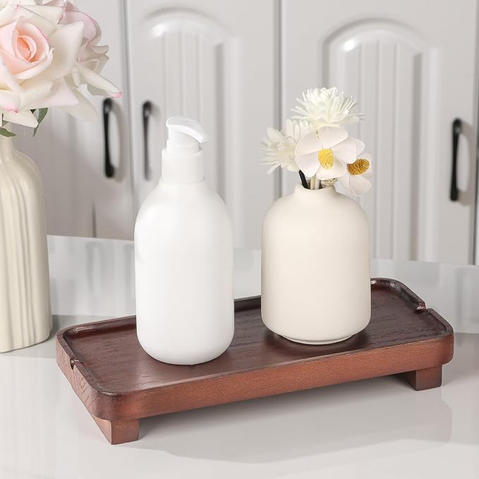 Wood Riser Small Decorative Tray Sink Soap Dish, Vanity Tray Pedestal Stand 10 - Image 7